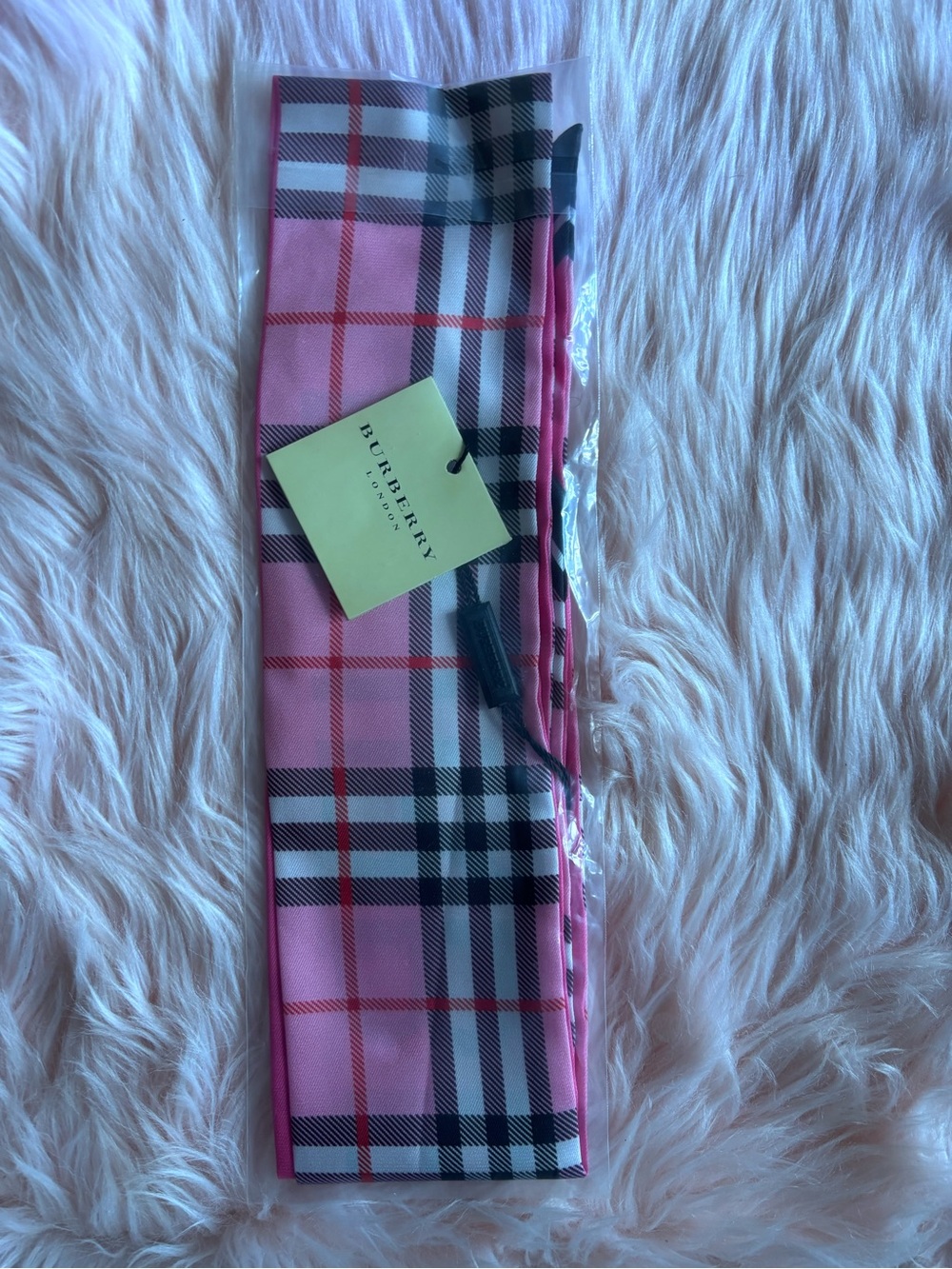 Source Unknown Pink Plaid Silk Scarf